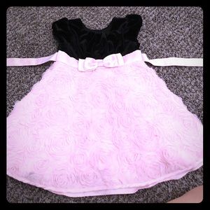 4t Dress, Black Velour & Dusty Rose Tulle & Satin